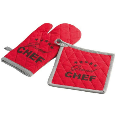 Glove set fabric Flamingo Chef Red