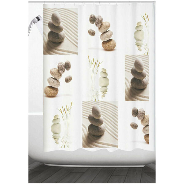 Bath curtain 180x200 Flamingo Stones White Beige