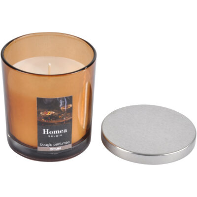 Candle in a glass package with metal lid Opium