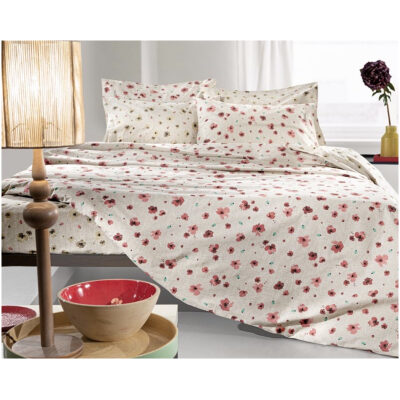 Set of extra double bed sheets 240×265 Guy Laroche Poetic Coral