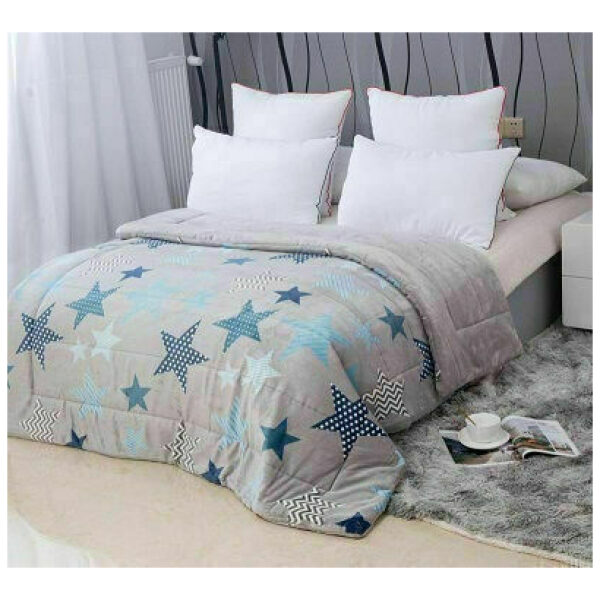 Blanket duvet 210x230 isothermal with stars design Grey Light blue