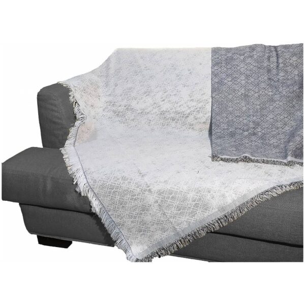 Sofa throw set 3 pcs double sided cotton Atlantis Grey Blue jean