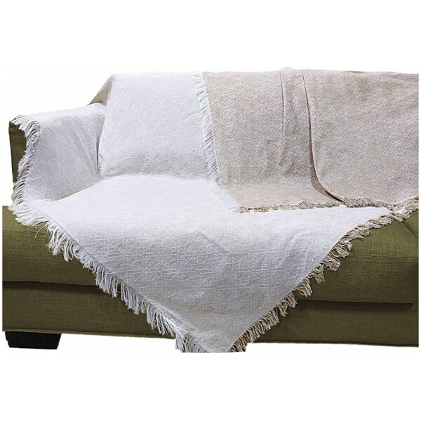 Sofa throws set 3 pcs double sided cotton Atlantis  Beige Ocher