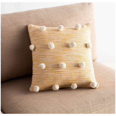 Decorative pillow case 43×43 Gofis Home Poms Mustard