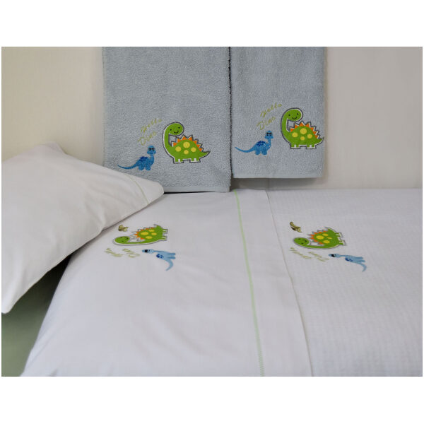 Baby pique blanket 110x130 Homeline 899 Dinosaur White