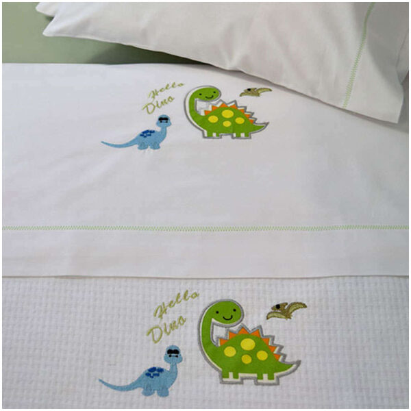 Baby pique blanket 110x130 Homeline 899 Dinosaur White