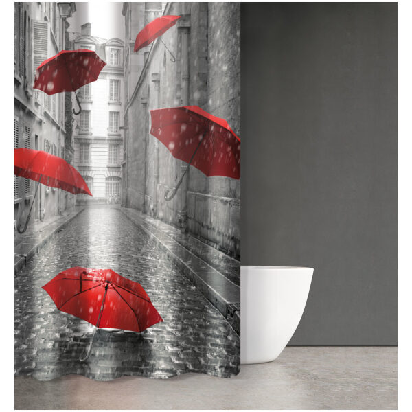 Bath curtain 180×200 Saint Clair Abstract Des 102 Grey Red