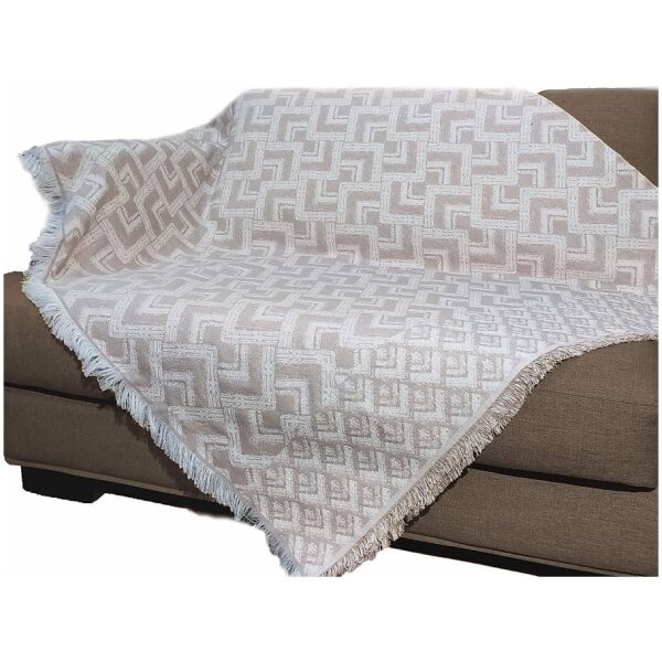 Sofa throw set 3 pieces double-sided cotton Malco Home Bricks Beige