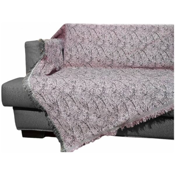 Sofa throw set 3 pieces chenille Malco Home Woody Dusty Pink