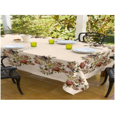 Tablecloth 140×180 Beauty Home Blossom Art 8139 Floral Beige