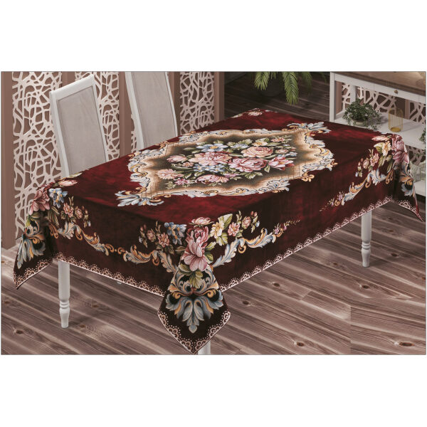 Tablecloth damascus velvet 140x180 Bordeaux