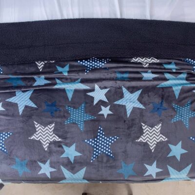 Blanket sherpa 160x210 with stars design Grey Blue