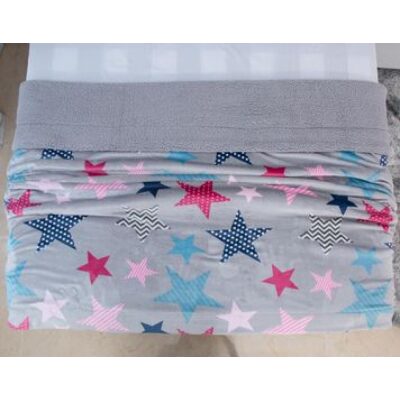 Blanket sherpa 160x210 with stars design Grey Pink