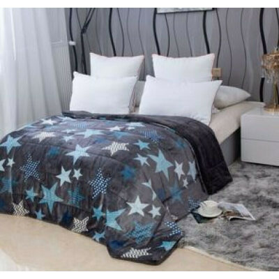 Blanket duvet 160x210 isothermal with stars design Grey Blue