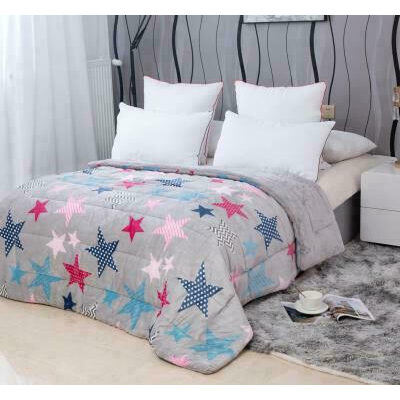 Blanket duvet 160x210 isothermal with stars design Grey Pink