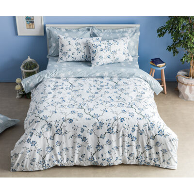 Duvet cover extra double 220x250 Almond tree Blue White