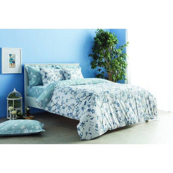 Double sheets set 200×260 Almond tree Light Blue White