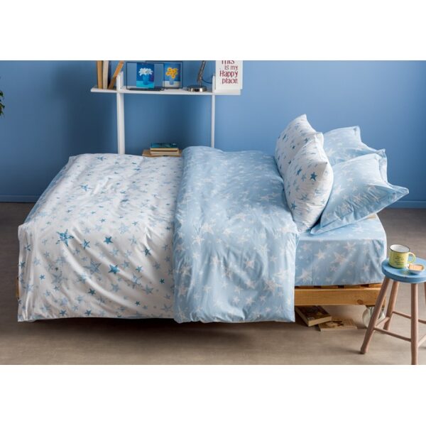 Single bed sheets set 160 × 260 Galaxy Light Blue White