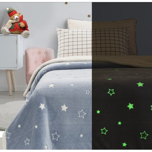 Κουβέρτα fleece 160×220 φωσφορίζουσα Stars Γαλάζιο