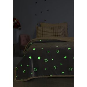 Fleece blanket 160×220 fluorescent Stars Light blue