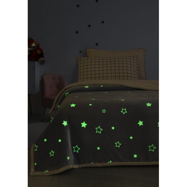 Κουβέρτα fleece 160×220 φωσφορίζουσα Stars Γαλάζιο