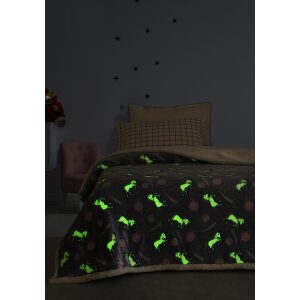 Fleece blanket 160×220 fluorescent Unicorns Grey