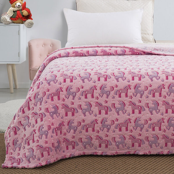 Κουβέρτα fleece φωσφορίζουσα Beauty Home Art 6148 Ροζ