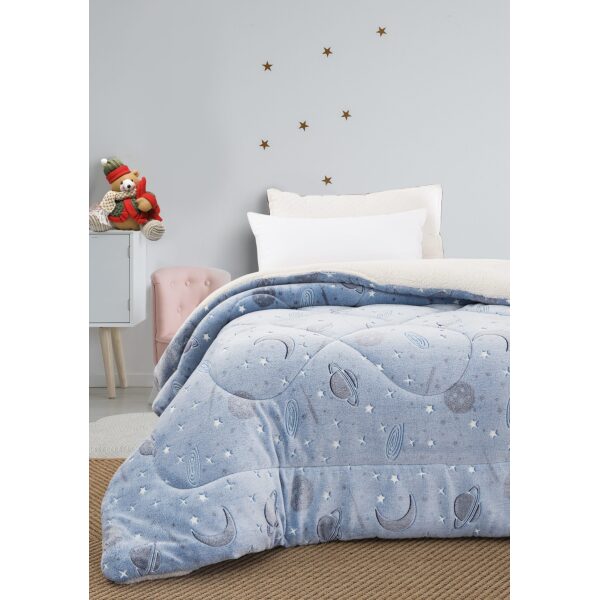 Phosphorescent blanket quilt 160x220 Planets Light blue