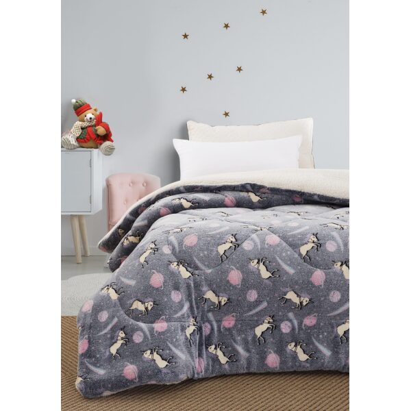 Phosphorescent blanket quilt 160x220 Unicorns Grey