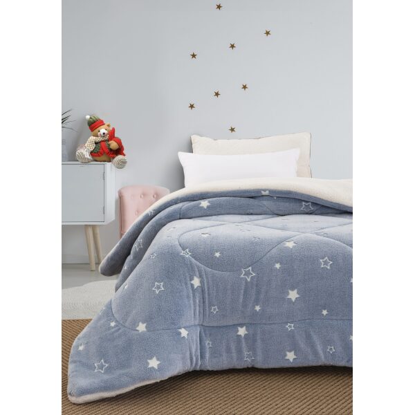 Phosphorescent blanket quilt 160x220 Stars Light blue