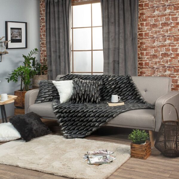 Sofa throw Teoran Pelt 22 Black