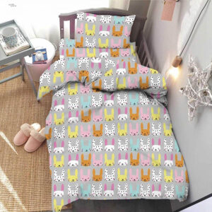 Quilt set single 160x220 Flamingo Rabbit Grey