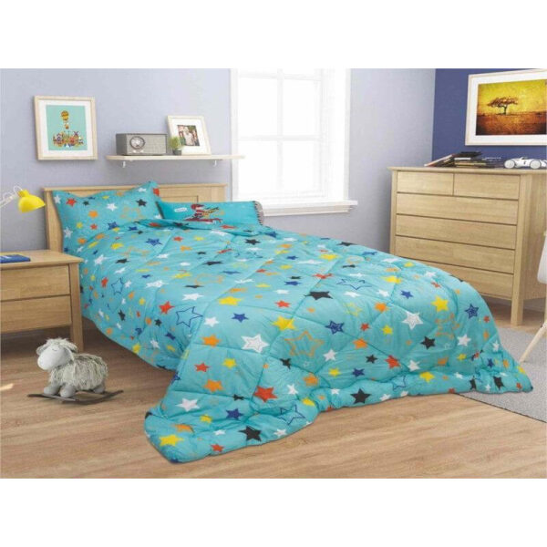 Quilt set single 160x220 Flamingo Stars Light blue