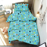 Quilt set single 160x220 Flamingo Stars Light blue